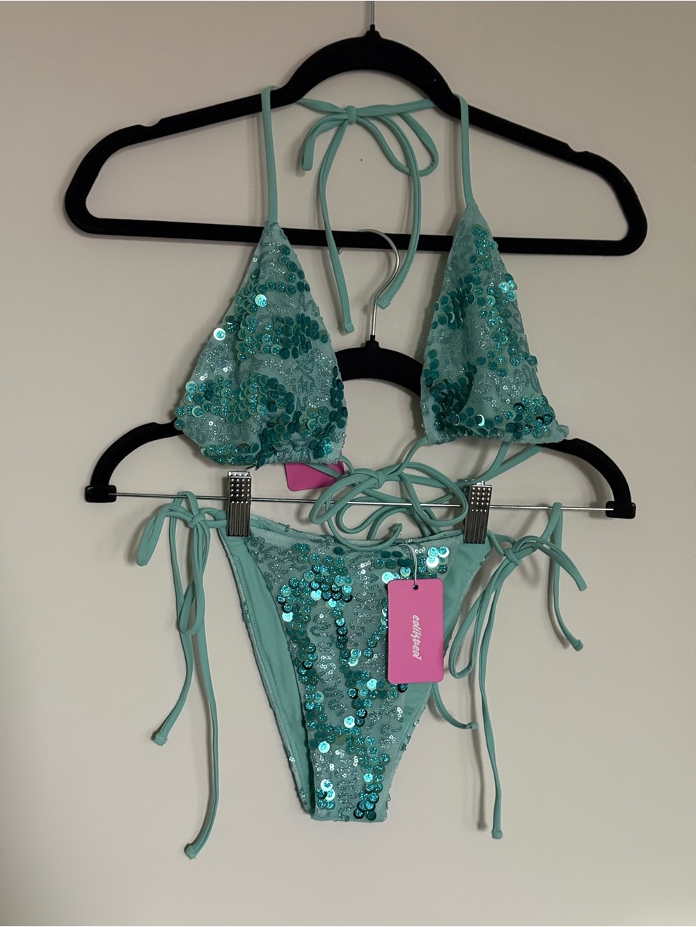 Edikted Mirabella Sequin String Bikini Set - Picture 3 of 3